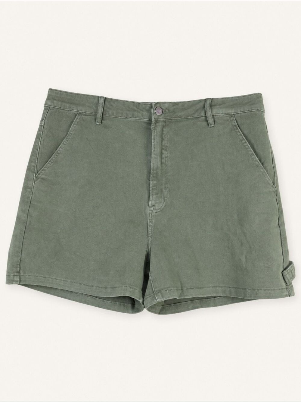 Risen Olive High Rise Stretch Denim Shorts 3X NWT Utility Fall